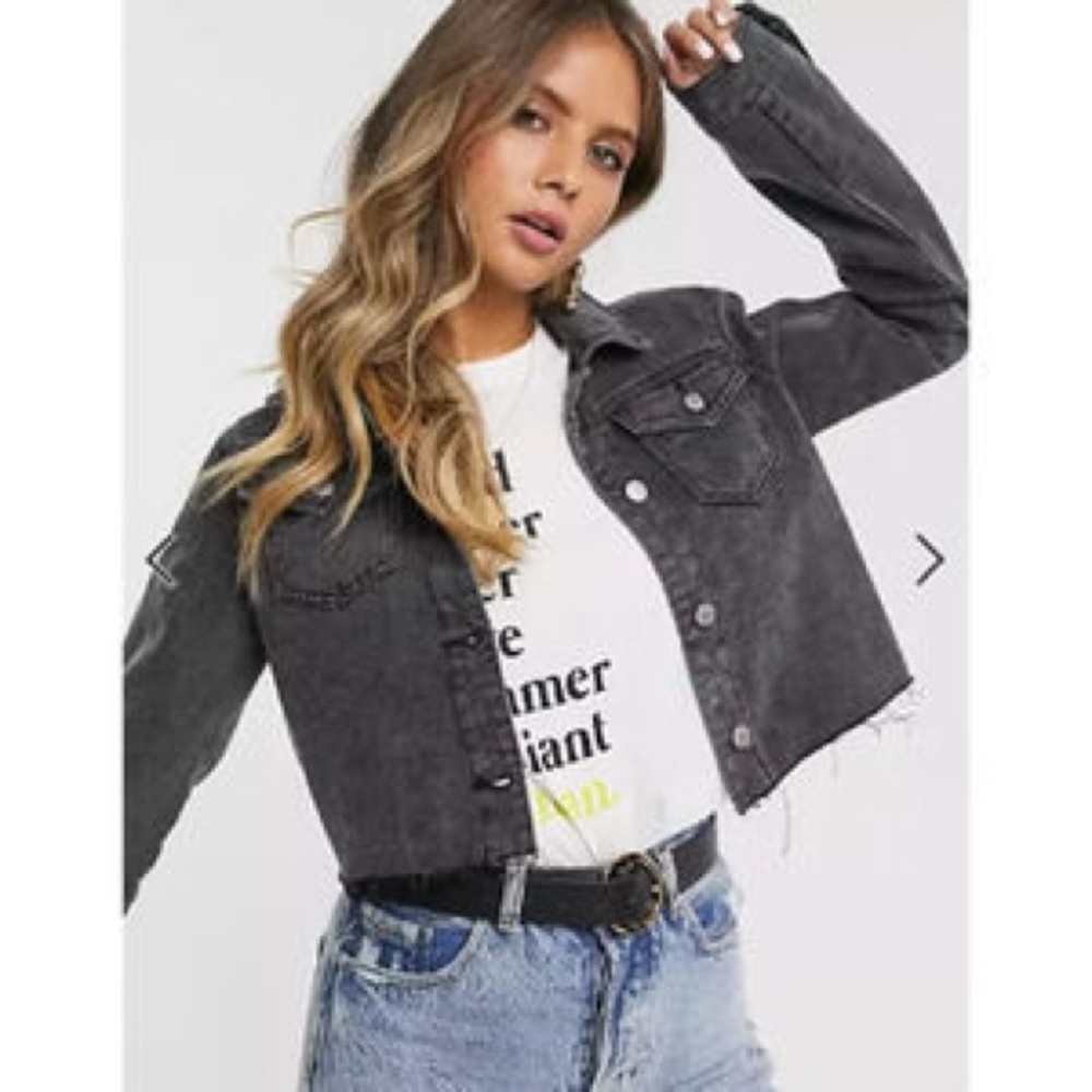 Urban Bliss Black Denim Cropped Jacket - Picture 7 of 7